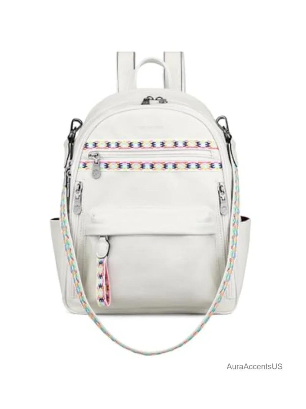 Women's Small Backpack Purse, Faux Leather, 14 Pockets, Fits iPad, Water